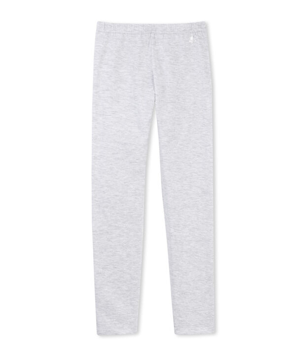 Legging fille en coton stretch uni gris Poussiere