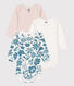 Set van 3 katoenen body's met lange mouwen met bloemenprint