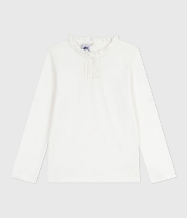 Tee-shirt enfant manches longues en coton uni blanc