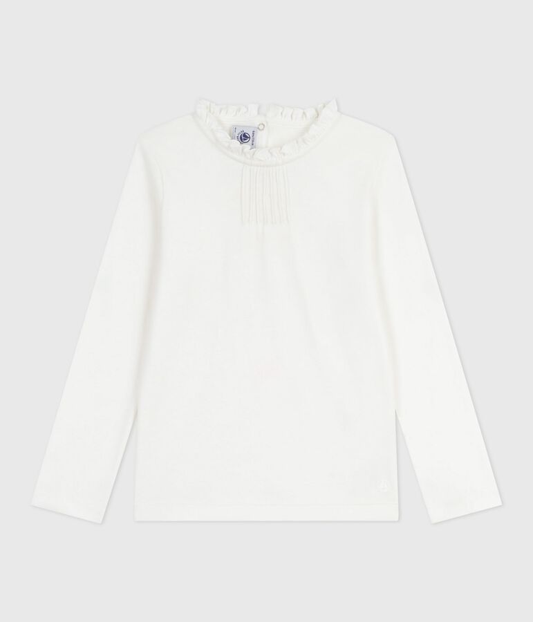Tee-shirt enfant manches longues en coton uni blanc