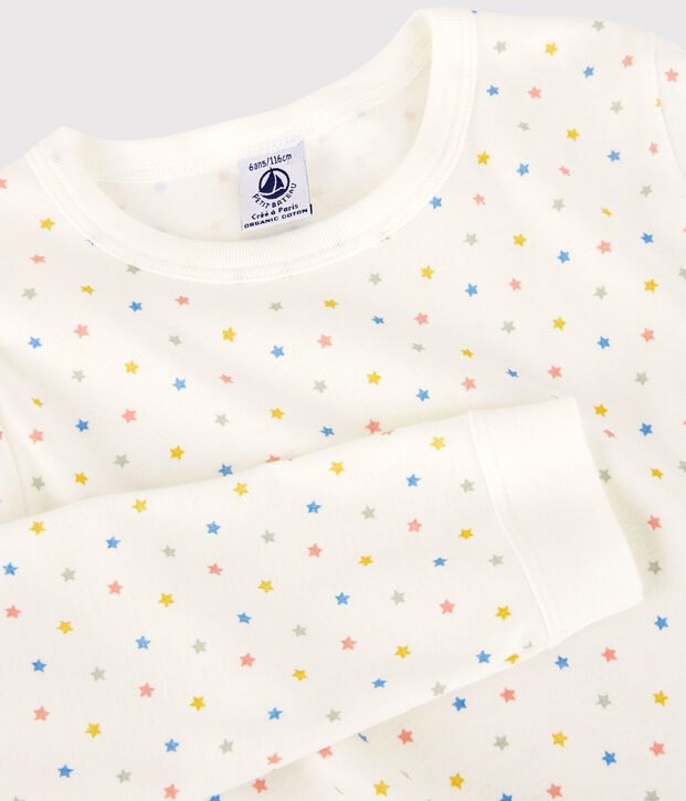 Pyjama &eacute;toiles multicolores en coton enfant blanc/multicouleur