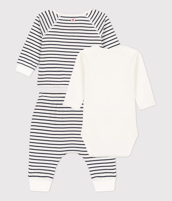 Set met 3 stuks in biologisch tubic voor baby's wit MARSHMALLOW/blauw SMOKING
