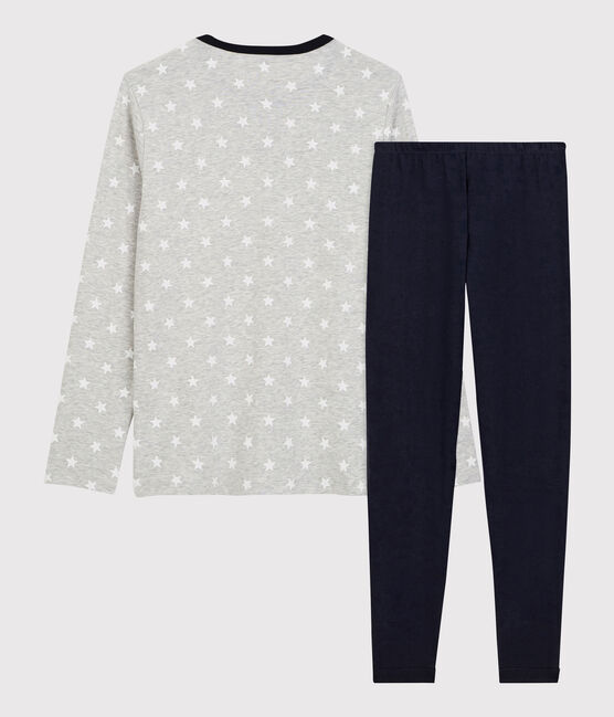 Pyjama imprimé étoiles garçon en coton gris BELUGA/blanc MARSHMALLOW