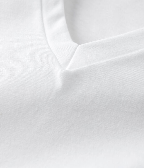 DE STRAIGHT-FIT, T-shirt voor dames met V-hals in katoen wit ECUME