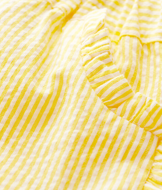 Short rayé en seersucker bébé fille jaune SHINE/blanc MARSHMALLOW