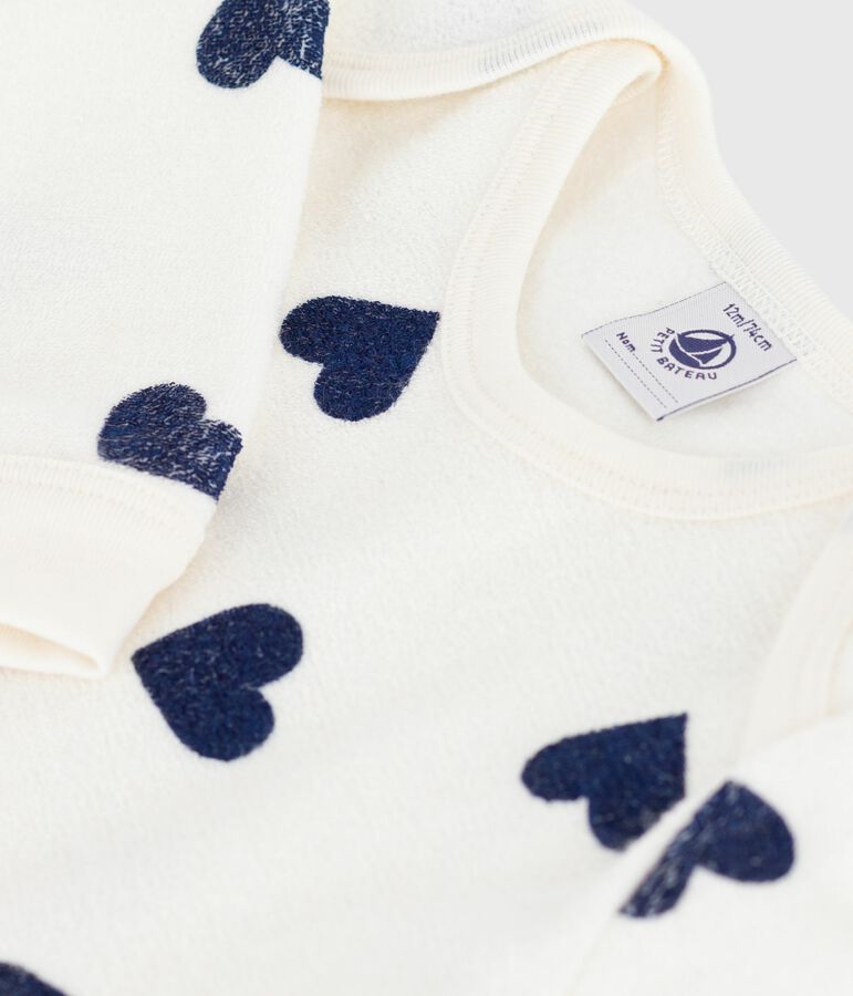 Pyjama b&eacute;b&eacute; en coton ouverture sans pression imprim&eacute; c&oelig;ur bleu MILK/ SOIR