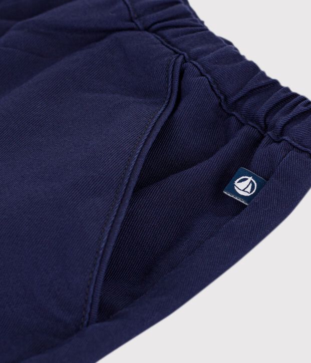 Short enfant en coton uni bleu marine