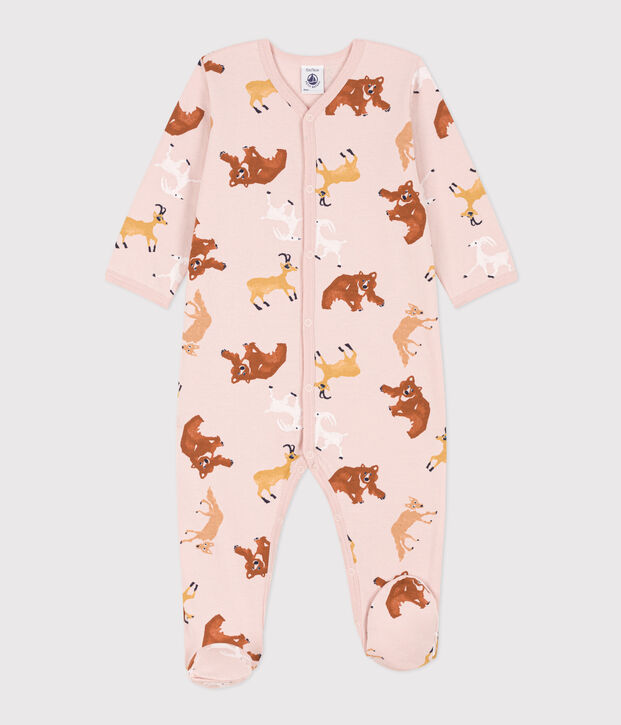 Babypyjama van molton met dierenprint roze/multicouleur