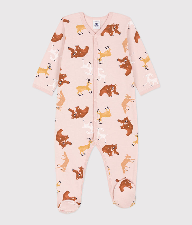 Pyjama b&eacute;b&eacute; animaux en molleton rose/multicouleur