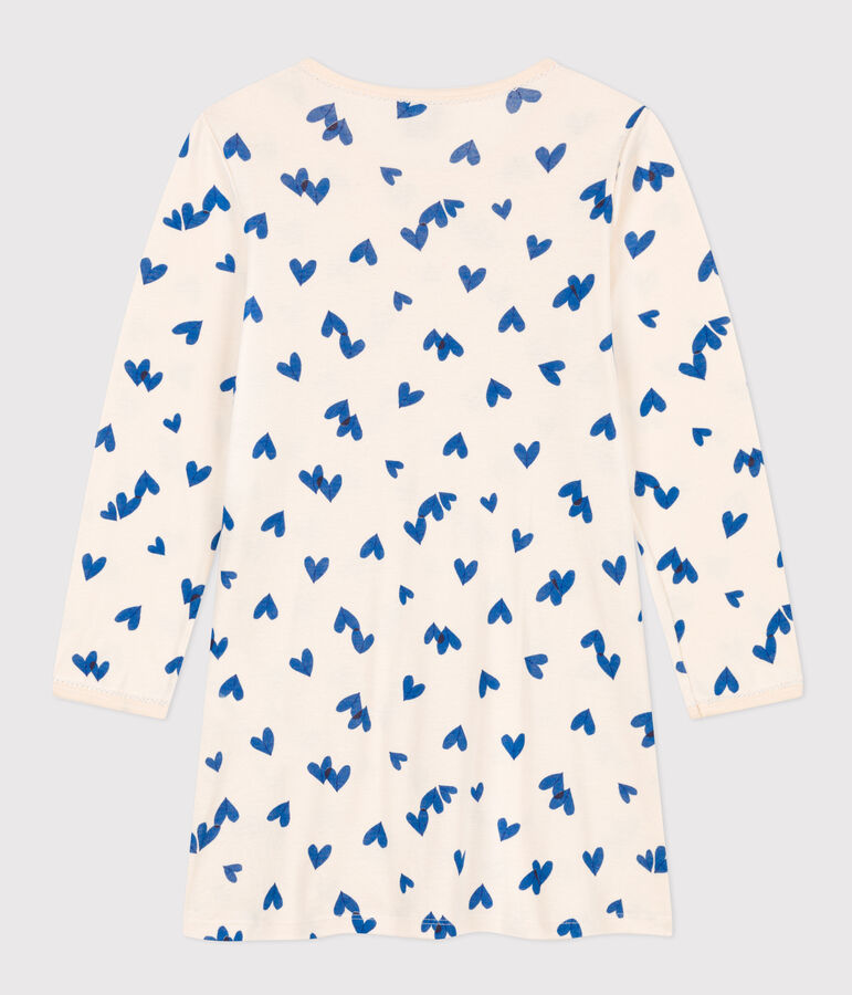 Chemise de nuit c&oelig;ur petite fille en coton &eacute;cru/multicouleur