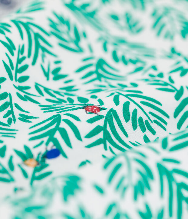 Korte, katoenen pyjama met plantenprint voor kleine jongens wit/multicouleur
