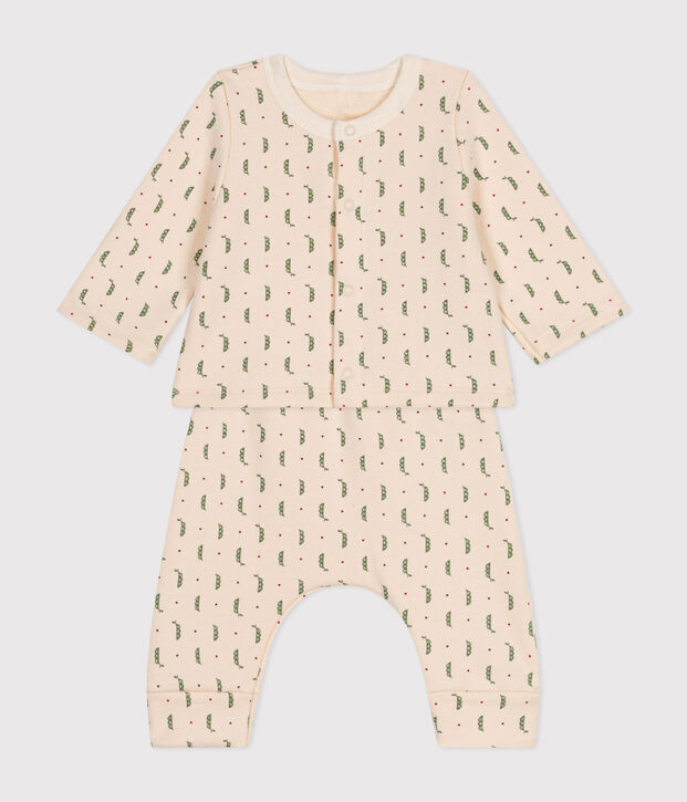 Tweedelige set van fleece voor baby's ecru/multicouleur