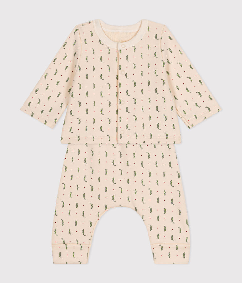 Ensemble 2 pi&egrave;ces en molleton b&eacute;b&eacute; &eacute;cru/multicouleur