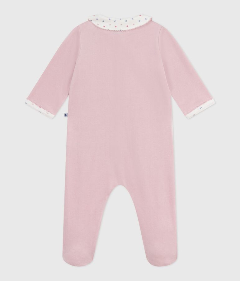 Fluwelen babypyjama met kraag roze
