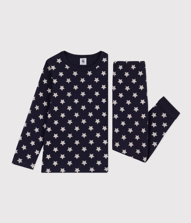 Pyjama &eacute;toiles en tubique enfant bleu/blanc