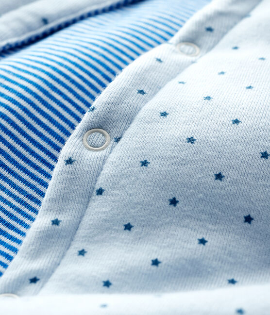 Gilet bleu sans manches réversible bébé garçon en côte ouatinée bleu FRAICHEUR/blanc MULTICO
