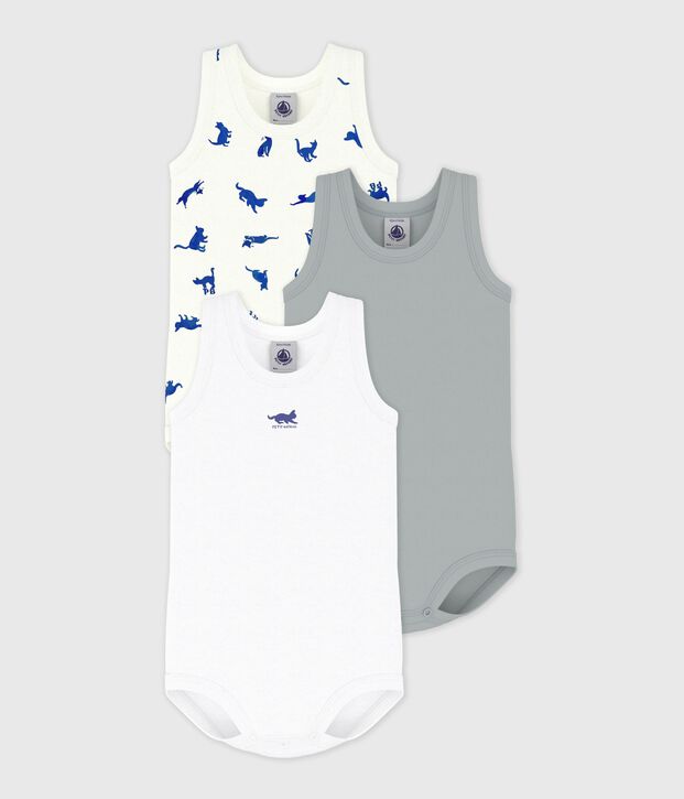 Lot de bodies sans manches en coton imprim&eacute; chat b&eacute;b&eacute; multicouleur