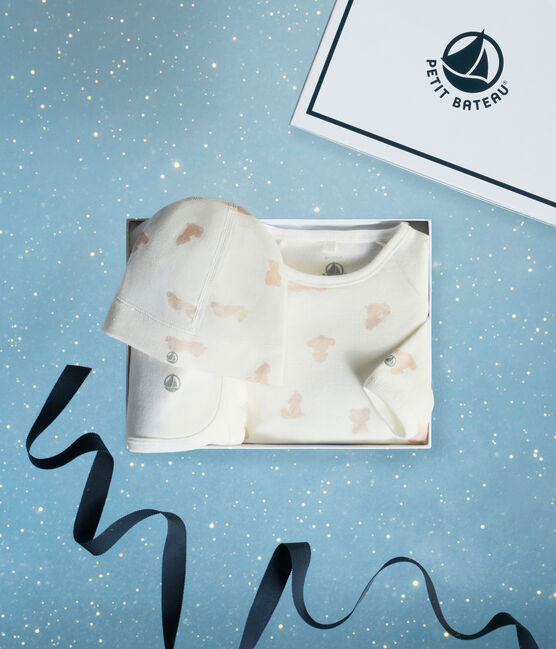 Geschenkset van katoen met print voor baby's MARSHMALLOW/ BRUN