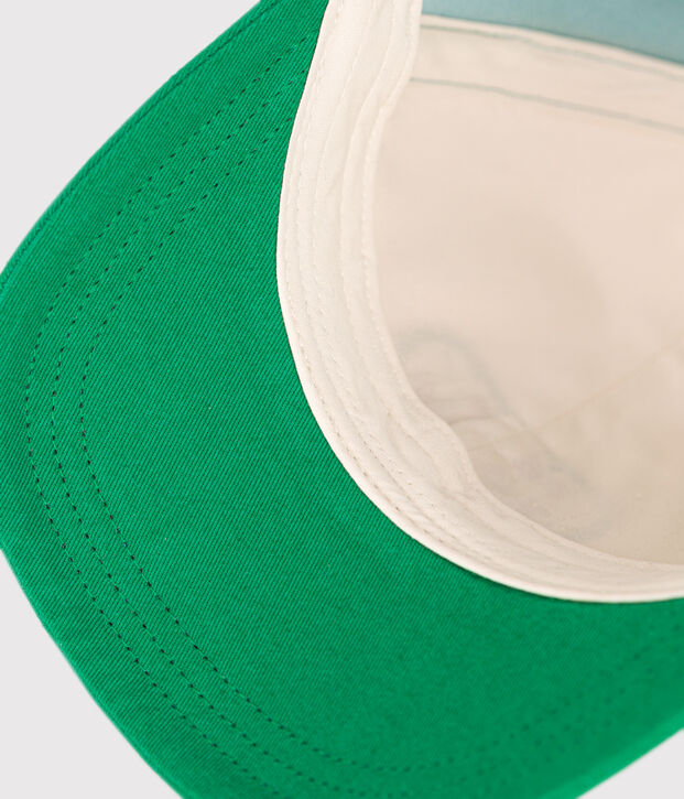 Katoenen pet voor kinderen ecru/groen