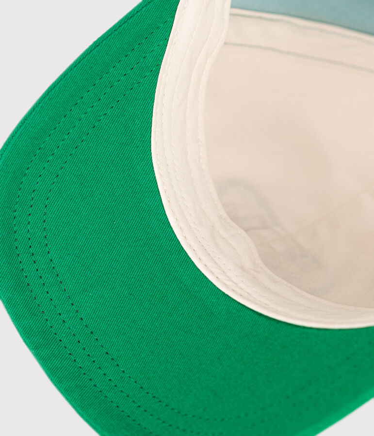 Casquette enfant en coton &eacute;cru/vert