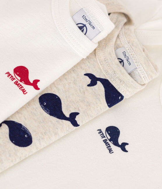 Lot de 3 bodies manches courtes baleines en coton variante 1