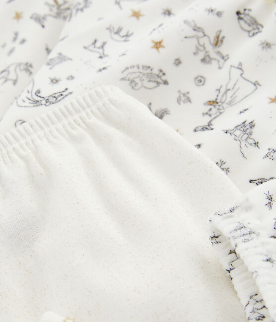 Chemise de nuit petite fille en velours, avec legging blanc MARSHMALLOW/blanc MULTICO