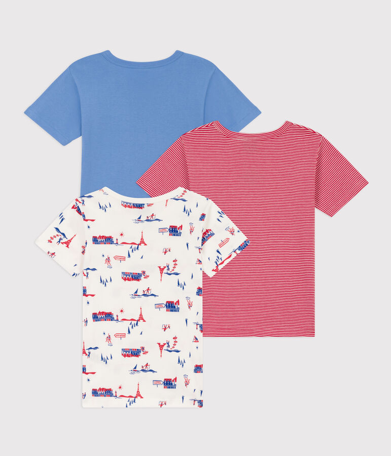 Lot de 3 tee-shirts manches courtes Paris en coton petit gar&ccedil;on multicouleur