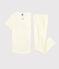 Pyjama à pois jaunes petite fille en coton blanc MARSHMALLOW/ SUNNY