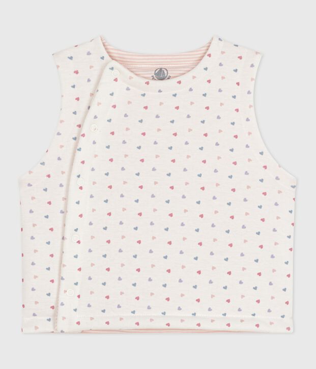 Omkeerbare katoenen cardigan zonder mouwen met print wit/multicouleur