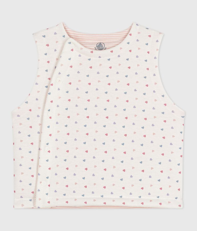 Omkeerbare katoenen cardigan zonder mouwen met print wit/multicouleur