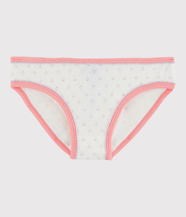 Culotte petite fille en coton blanc/rose