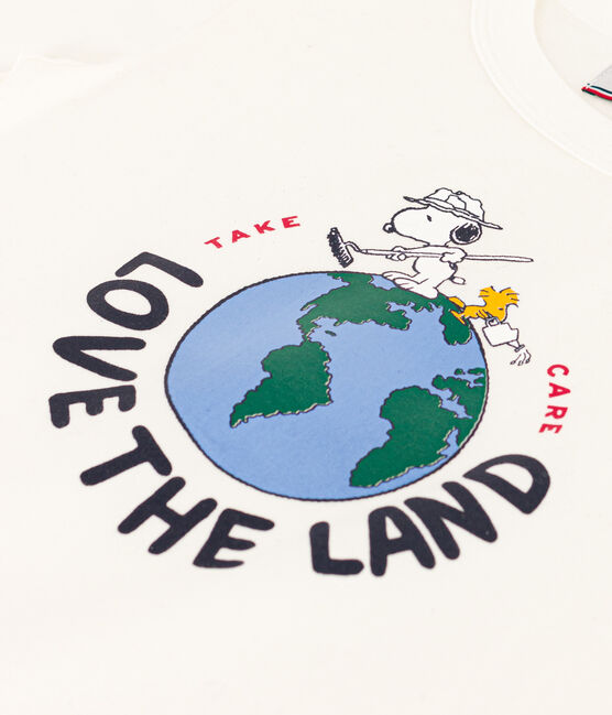 Katoenen T-shirt met korte mouwen voor jongens/meisjes wit MARSHMALLOW
