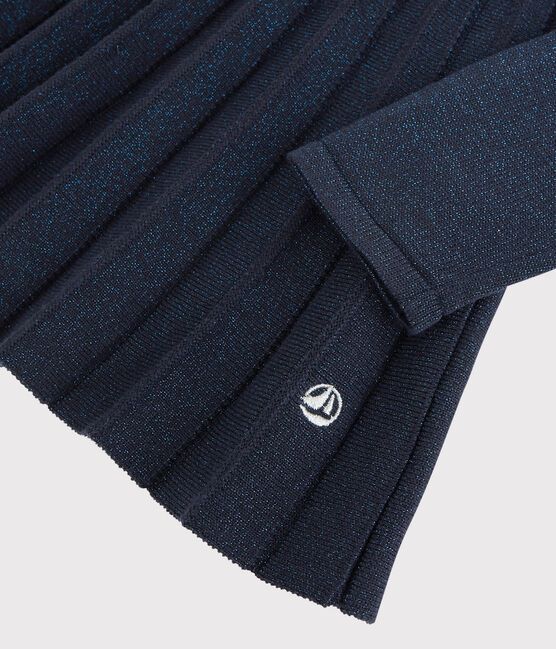Meisjesjurk met lange mouwen van katoen blauw SMOKING BRILLANT