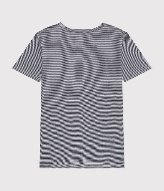 L'Iconique, gestreept katoenen T-shirt met V-hals voor dames blauw SMOKING/wit MARSHMALLOW