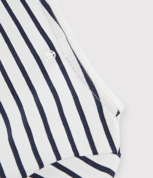 Tee-shirt ray&eacute; enfant fille blanc/bleu