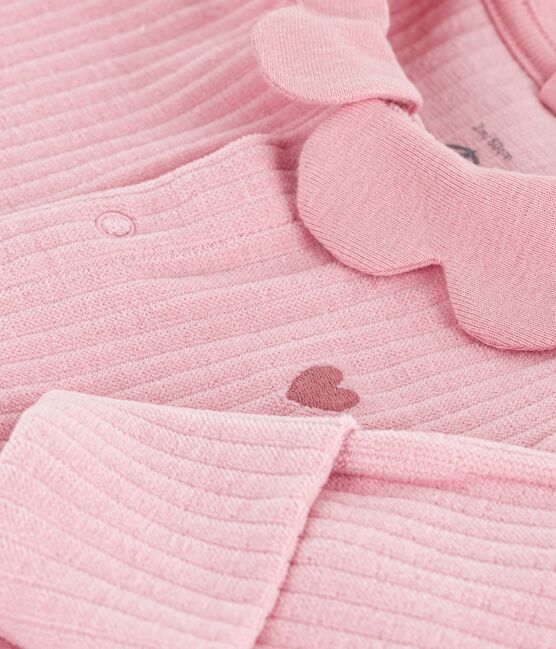 Effen fluwelen babypyjama mt kraag roze CHARME