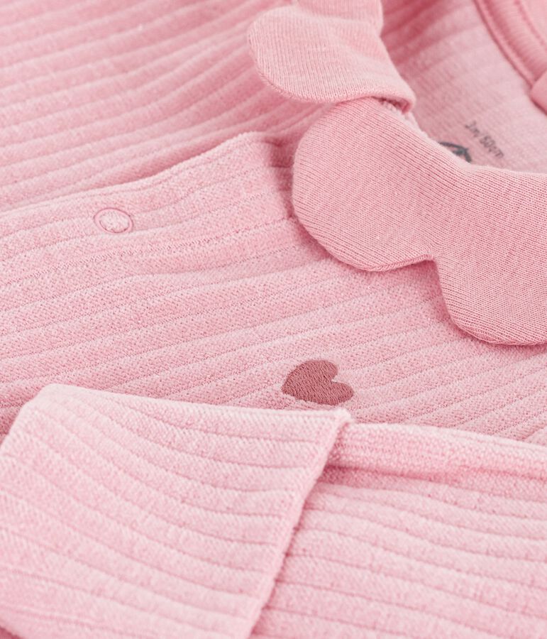 Fluwelen babypyjama met effen kraag roze