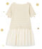 Robe fille bi-matière à rayures brillantes beige COQUILLE/jaune LUREX DORE
