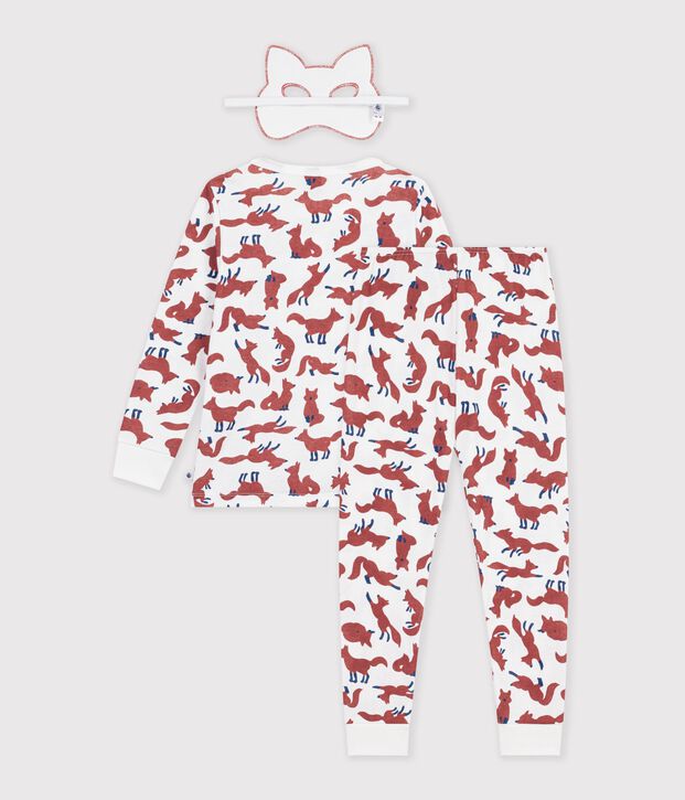 Pyjama d&eacute;guisement renard enfant en coton blanc/multicouleur