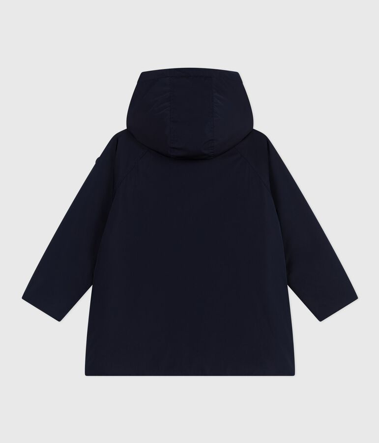 Halflange effen parka voor kinderen blauw