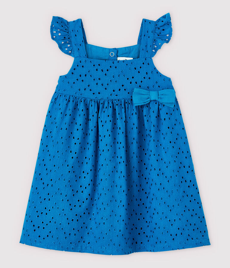 Robe &agrave; bretelles en broderie anglaise b&eacute;b&eacute; fille bleu MYKONOS
