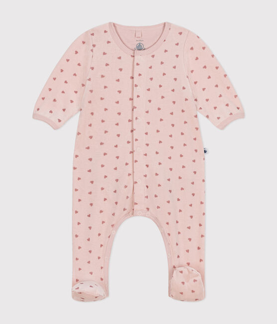 Bodyjama van velours met hartjesprint voor baby's roze SALINE/ ROSEWOOD