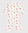 Katoenen babypyjama zonder voetjes met golvend kraagje en vruchtenprint wit MARSHMALLOW/wit MULTICO