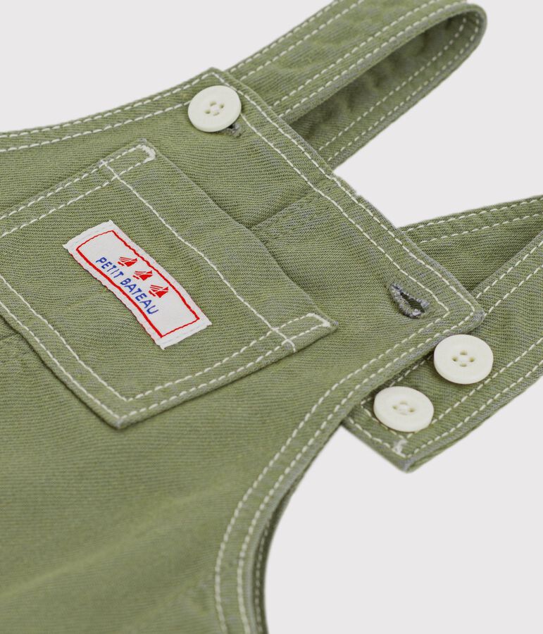 Lange babysalopette van gekleurde denim groen OLIVINE