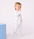 Babypyjama van geruwde fleece met kraag en hartjesprint