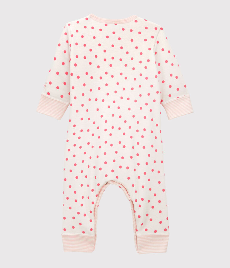 Combinaison ouatin&eacute;e sans pieds b&eacute;b&eacute; en coton blanc/rose
