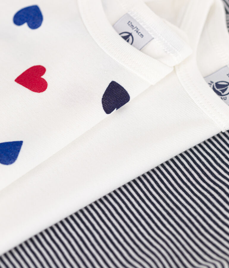 Setje met 3 katoenen babybody's met lange mouw en print van drie hartjes multicouleur