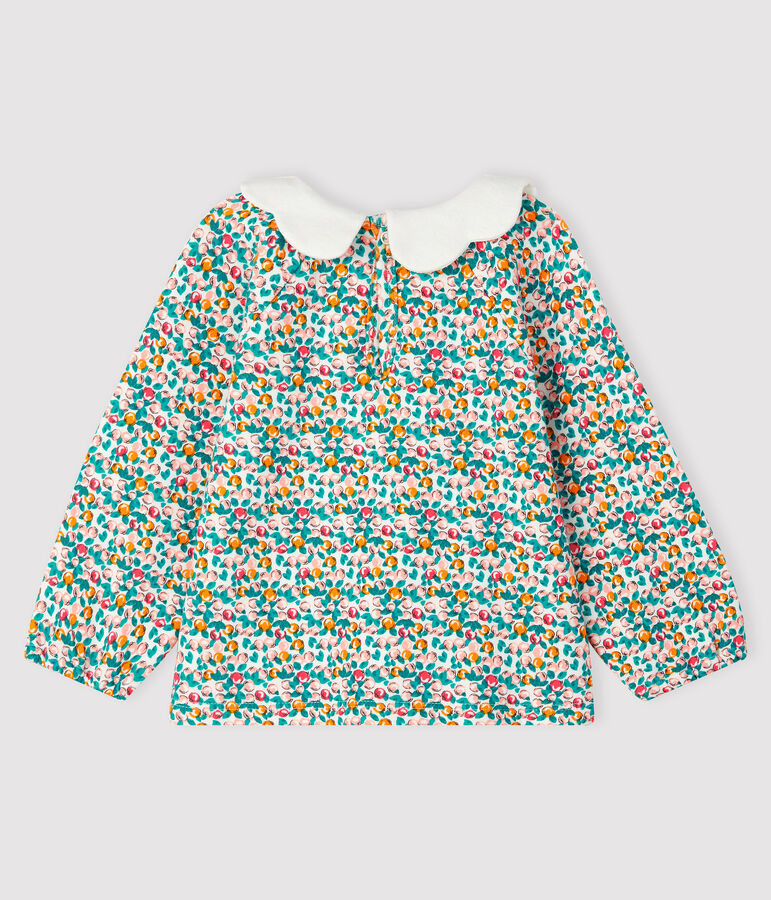 Blouse met lange mouwen babymeisje wit MARSHMALLOW/wit MULTICO
