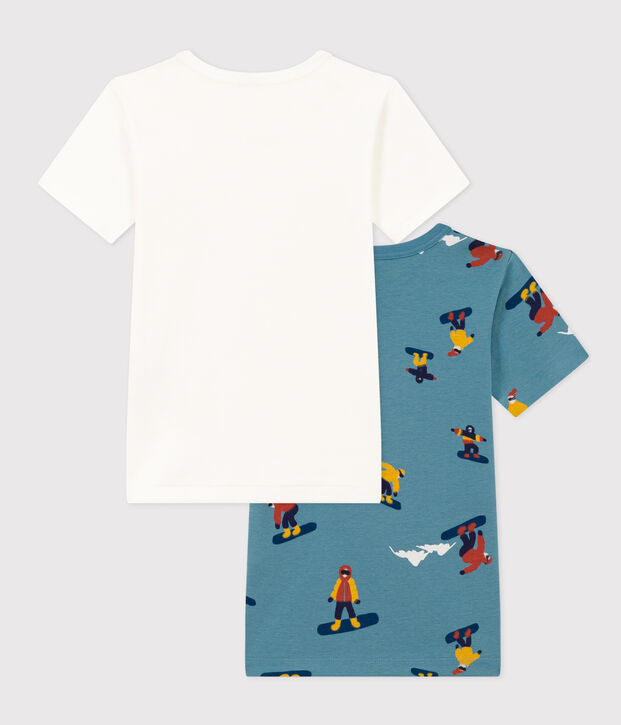 Lot de 2 tee shirts manches courtes snowboard en coton petit gar&ccedil;on multicouleur