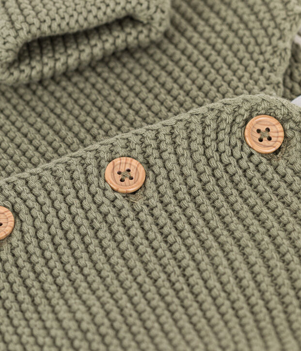 Gebreide uniseks babycardigan in ribbelsteek groen